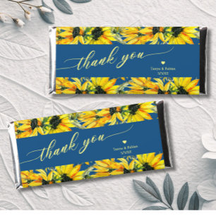Classic Blue Sunflower Wedding Hershey Bar Favors