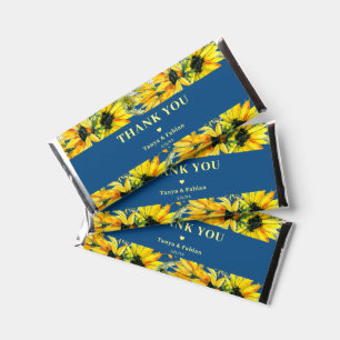Classic Blue Sunflower Wedding Hershey Bar Favors