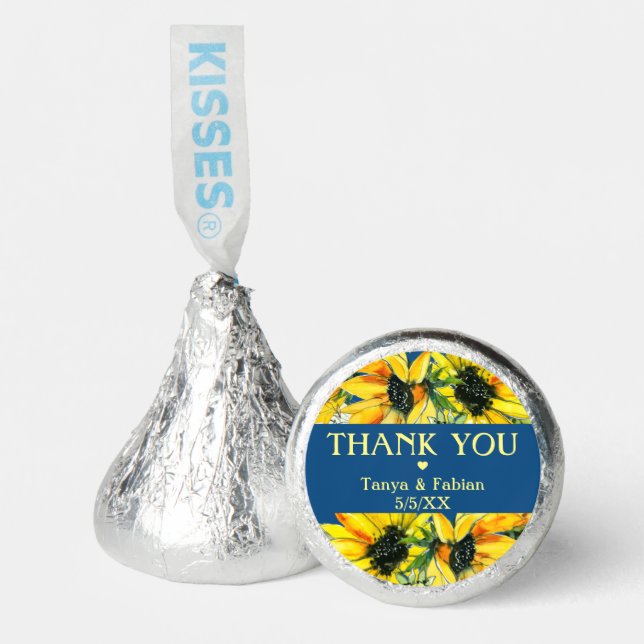 Classic Blue Sunflower Wedding  Hershey®'s Kisses® (Front)