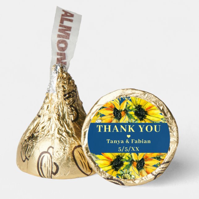 Classic Blue Sunflower Wedding  Hershey®'s Kisses® (Front)