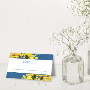 Classic Blue Sunflower Wedding  Place Card