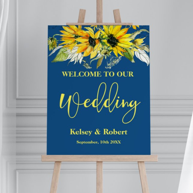 Classic Blue Sunflower Wedding Sign Foam Core (Creator Uploaded)