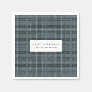 Classic Blue Tartan Plaid Christmas Napkins