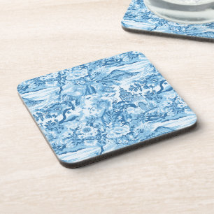 Classic Blue Toile Landscape Beverage Coaster