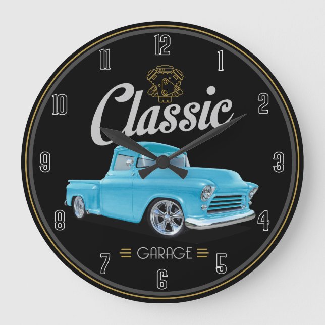 Classic Blue Truck Large Clock (Front)