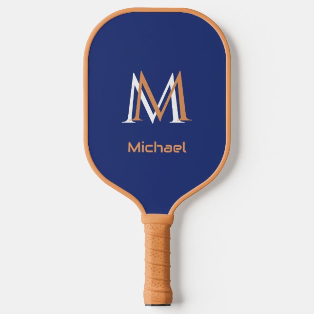 Classic Blue Unique Monogram Initial Name   Pickleball Paddle (Front)