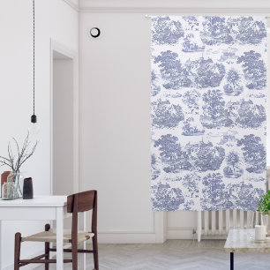Classic Blue Vintage French Chateau Toile Blackout Curtains
