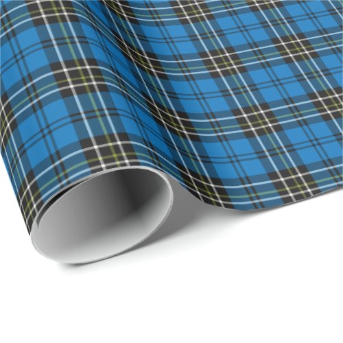 Classic Blue Vintage Plaid Wrapping Paper