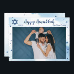 Classic Blue Watercolor Gold Happy Hanukkah Photo Holiday Card<br><div class="desc">Classic Blue Watercolor Gold Happy Hanukkah Photo Holiday Card</div>