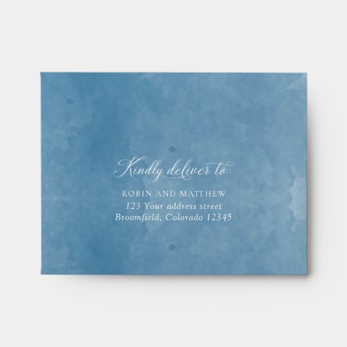 Classic Blue Watercolor RSVP with Return Address Envelope