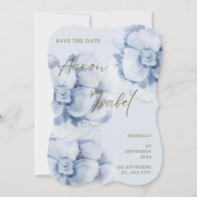 Classic Blue Wedding Invitation  (Front)