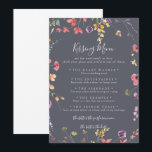 Classic Blue Wedding Kissing Menu Game Card<br><div class="desc">This classic blue wedding kissing menu game card is perfect for a rustic wedding reception. The design features a yellow,  purple,  white wild flowers with foliage in a rose and green watercolor background.</div>
