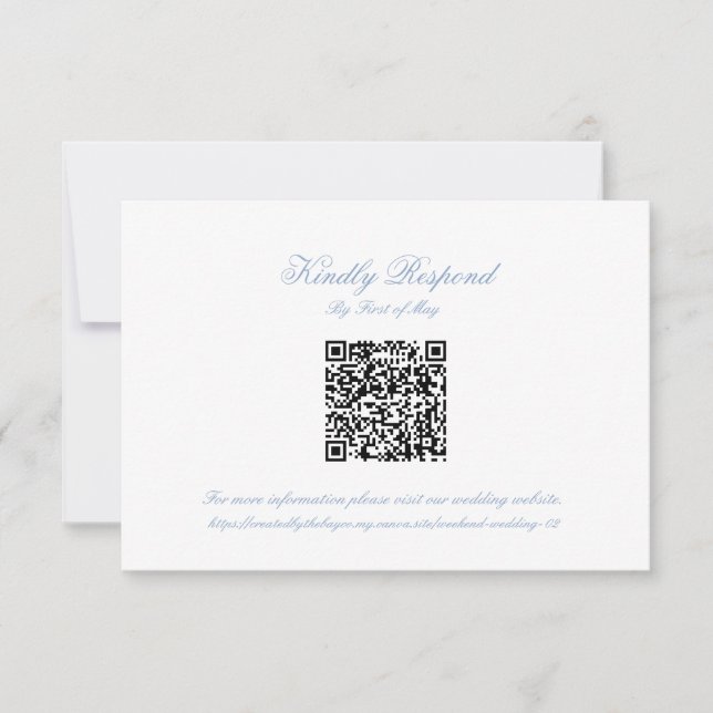 Classic Blue Wedding Monogram Crest QR RSVP Card (Front)
