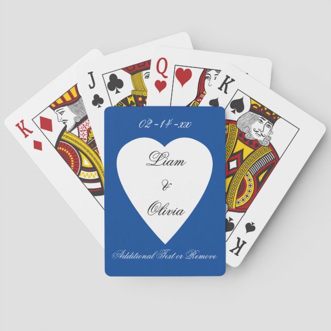 Classic Blue Wedding Poker Cards (Back)