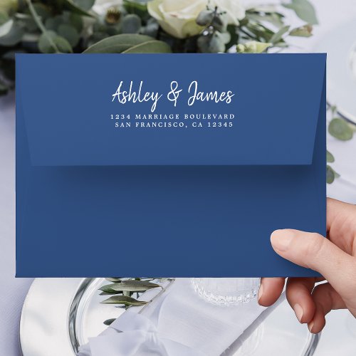 Classic Blue Wedding Return Address Envelope