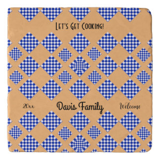 Classic Blue White Checkered Beige Trivet