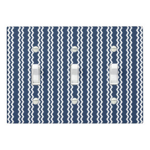 Classic Blue & White Chevron Design - Light Switch Cover