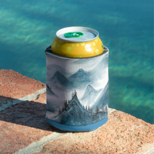 Classic Blue White Chinoiserie Landscape Painting Can Cooler