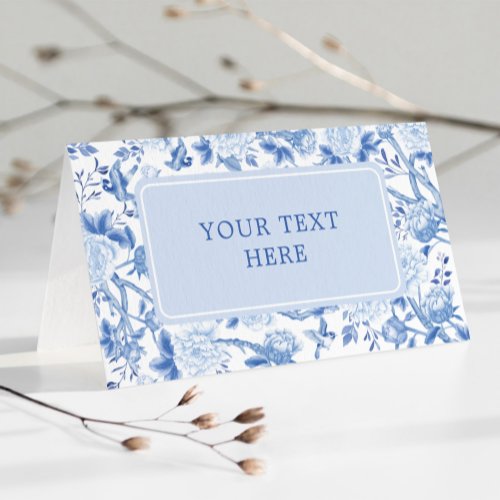 Classic Blue White Chinoiserie Wedding Seating Place Card