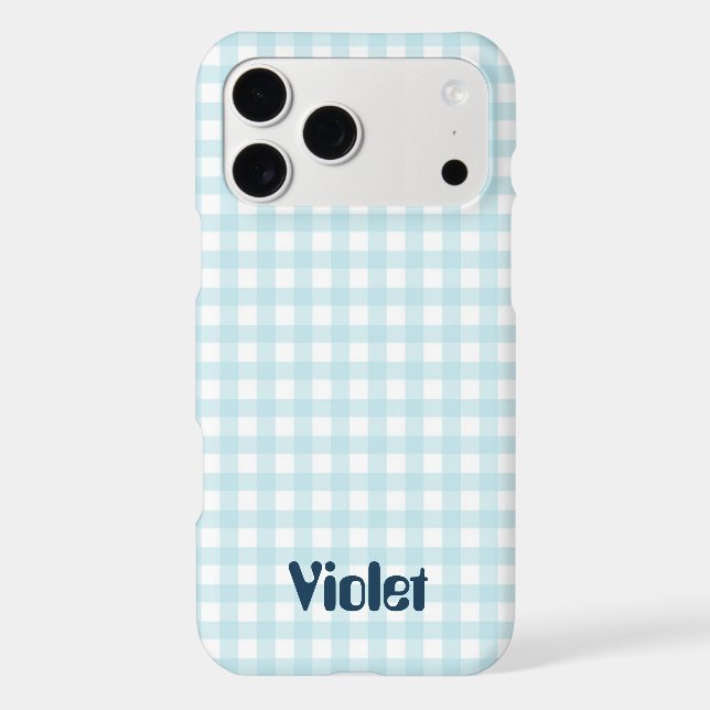 Classic blue & White Gingham Check Pattern Iphone Case (Back)