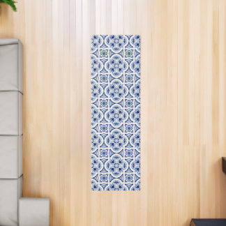 Classic Blue & White Mediterranean Tile Look Runner