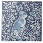 Classic Blue White Ornate Rabbit Fern Floral Art Ceramic Tile<br><div class="desc">In beautiful classic blue and white, a woodland montage features a bunny rabbit, ferns & stylized berries and foliage in a floral forest setting.. Unique, ornate, fanciful and on trend for home decor accents. My blue and white artwork is inspired by antique Asian chinoiserie and Delft pottery. Matching tile are...</div>