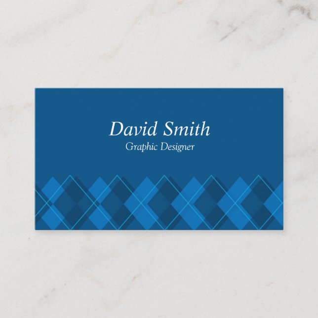 Classic Blue White Professional Graphic Designer Business Card (Front)