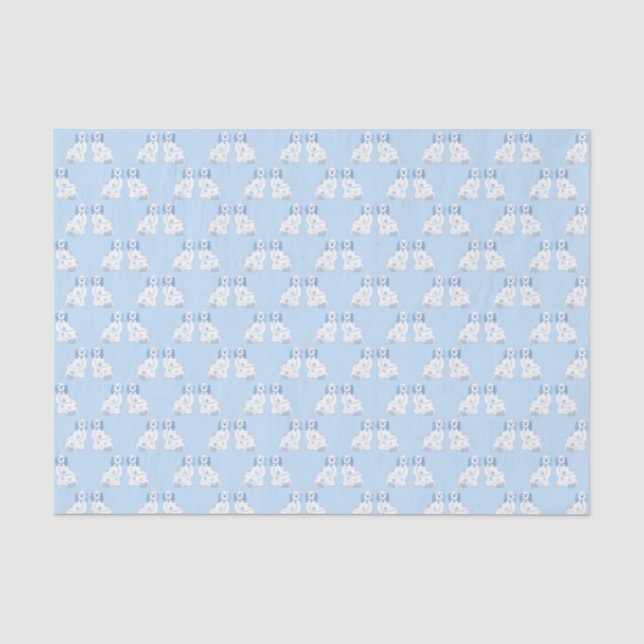 Classic Blue & White Staffordshire Spaniel Dogs Tissue Paper (Front)
