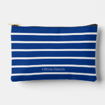 Classic Blue & White Stripes Nautical Make Up Bag