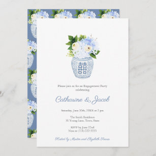 Gianna Chinoiserie Bridal Shower Invitation Editable Template Printable Invitati Ginger Jar Invite Blue and White Vase Instant Download