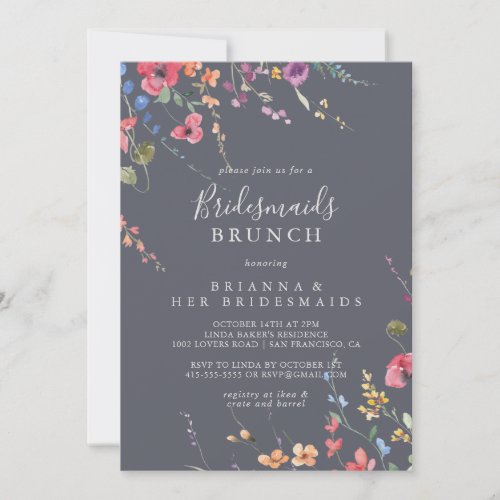 Classic Blue Wild Bridesmaids Brunch Shower  Invitation