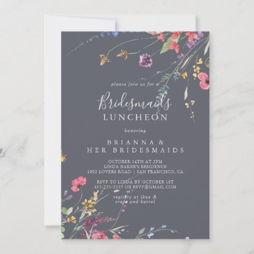 Classic Blue Wild Bridesmaids Luncheon Shower Invitation