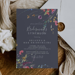 Classic Blue Wild Bridesmaids Luncheon Shower Invitation