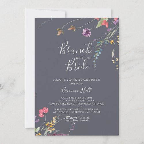 Classic Blue Wild Brunch with the Bride Shower   Invitation