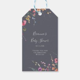 Classic Blue Wild Floral Baby Shower  Gift Tags