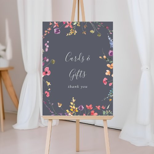 Classic Blue Wild Floral Cards and Gifts Sign