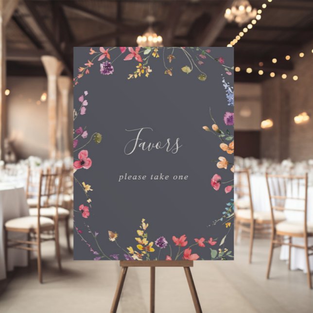 Classic Blue Wild Floral Favors Sign (Creator Uploaded)