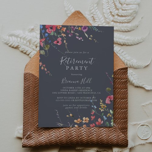 Classic Blue Wild Floral Retirement Party 