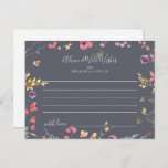 Classic Blue Wild Floral Wedding Advice Card<br><div class="desc">This classic colorful wild floral wedding advice card is perfect for a rustic wedding. The design features a yellow, purple, white wild flowers with foliage in a rose and green watercolor background. These cards are perfect for a wedding, bridal shower, baby shower, graduation party & more. Personalize the cards with...</div>