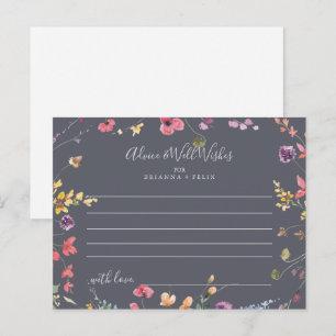 Classic Blue Wild Floral Wedding Advice Card