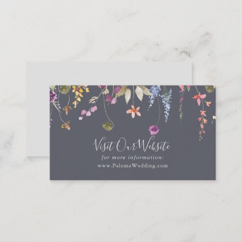 Classic Blue Wild Floral Wedding Website   Enclosure Card