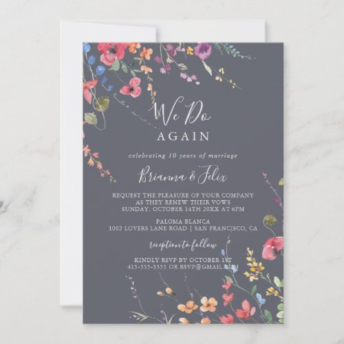 Classic Blue Wild We Do Again Vow Renewal  Invitation