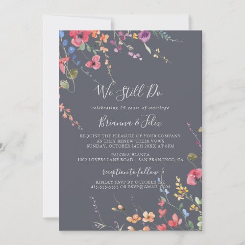 Classic Blue Wild We Still Do Vow Renewal  Invitation