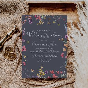 Classic Blue Wild Wedding Luncheon Bridal Shower  Invitation