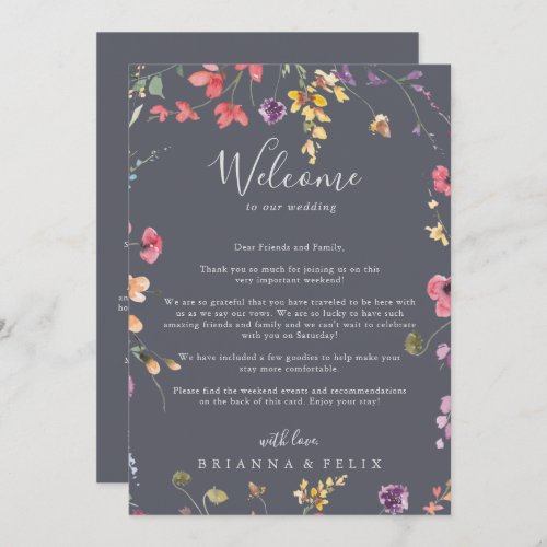 Classic Blue Wild Wedding Welcome Letter