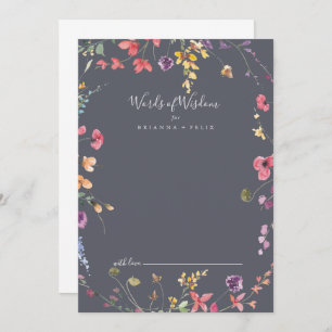 Classic Blue Wild Wedding Words of Wisdom  Advice Card