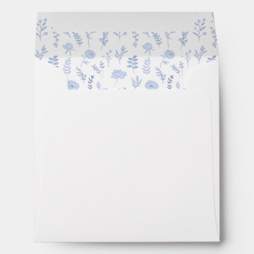 Classic blue wildflower wedding square envelope
