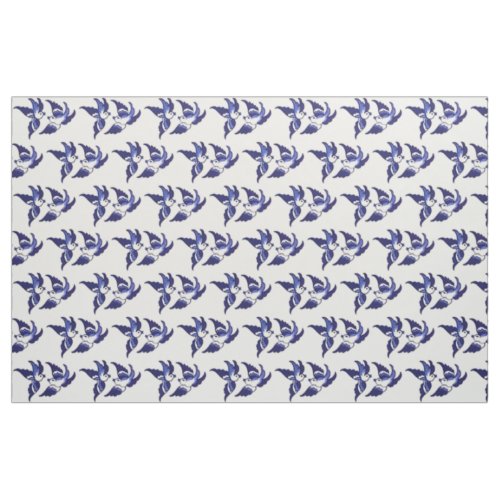 Classic Blue Willow Birds Design Fabric