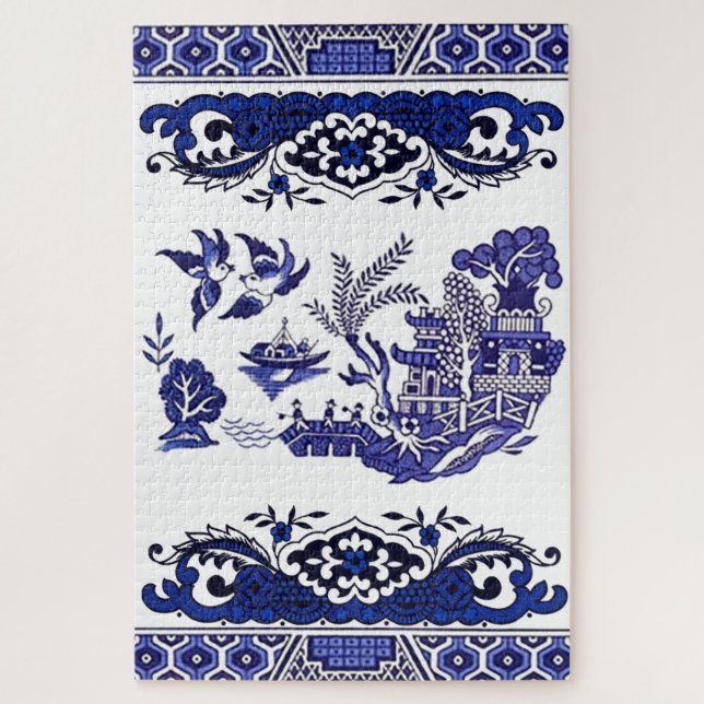 Classic Blue Willow China Design Jigsaw Puzzle (Vertical)