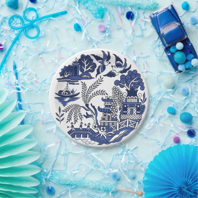 Classic Blue Willow China Design Paper Plates Zazzle